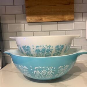 Pyrex Blue and White Mixing Bowls